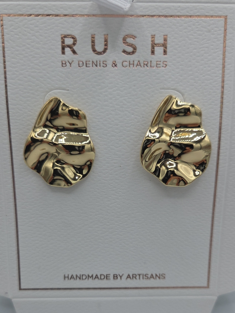 5 for $25! RUSH by Denis & Charles Gold Tone Organic Shiny Stud Earrings